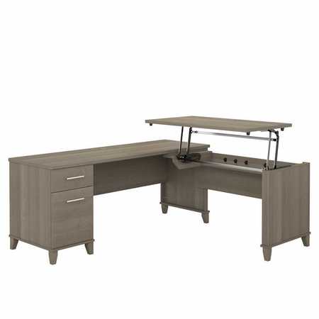 Bush Business Furniture Somerset 72W 3 Position Sit to Stand L Shaped Desk in Ash Gray SET014AG